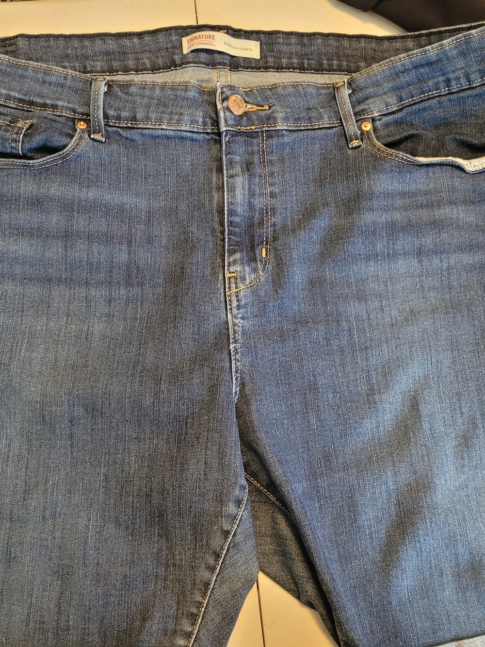 Signature by Levi Strauss Dark Blue Denim Bermuda Shorts